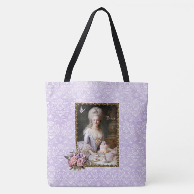 Bolso De Tela Marie Antoinette,French,Paris,roses,cakes (Anverso)