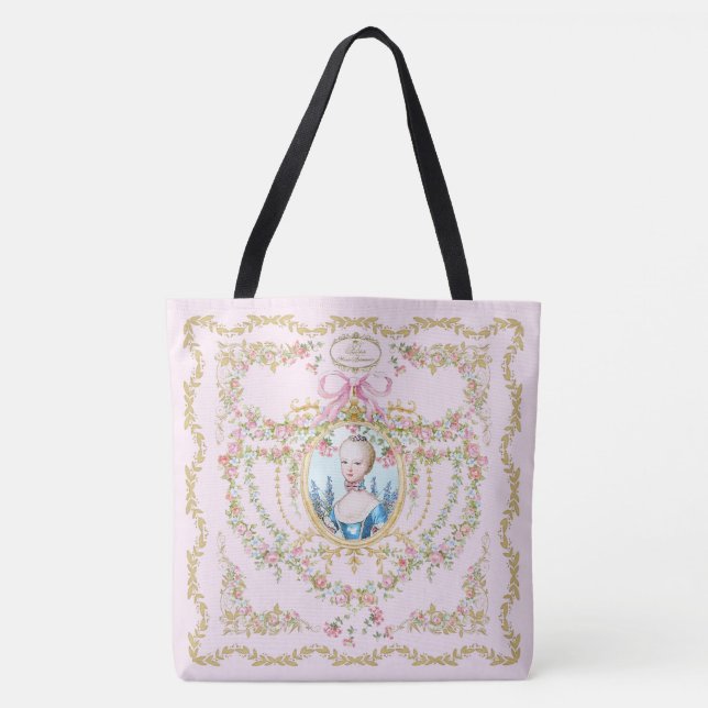Bolso De Tela Marie Antoinette pink rose frame tote bag (Anverso)