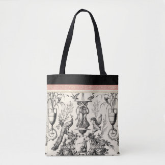 Bolso De Tela Marie Antoinette Toile de Jouy-black red
