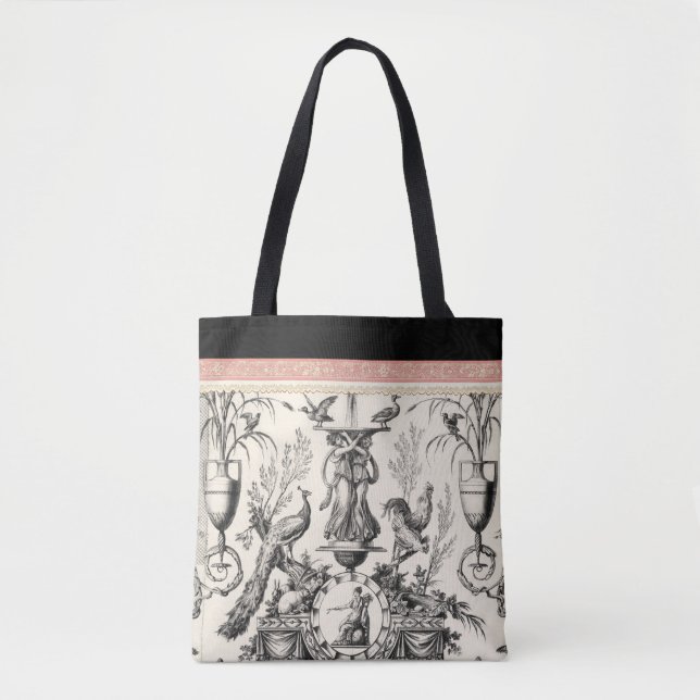Bolso De Tela Marie Antoinette Toile de Jouy-black red (Anverso)