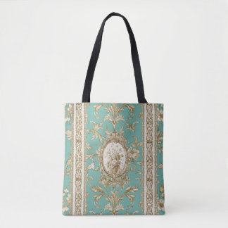 Bolso De Tela Marie Antoinette Toile de Jouy turqoise