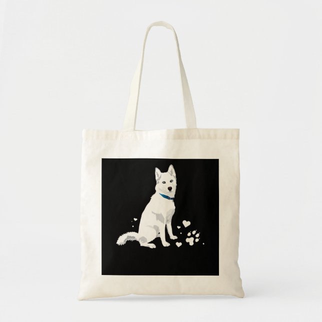 Bolso De Tela Marihuana Siberiana Blanca Cute - Perro de nieve b (Frente)