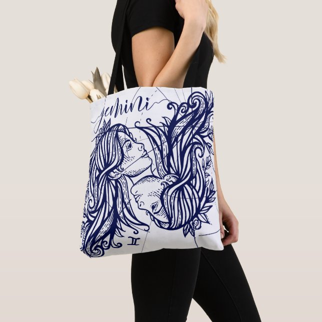 Bolso De Tela Marina de guerra del zodiaco de los géminis y tote (Detalle)