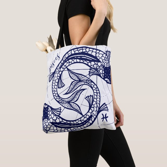 Bolso De Tela Marina de guerra del zodiaco de Piscis y tote (Detalle)
