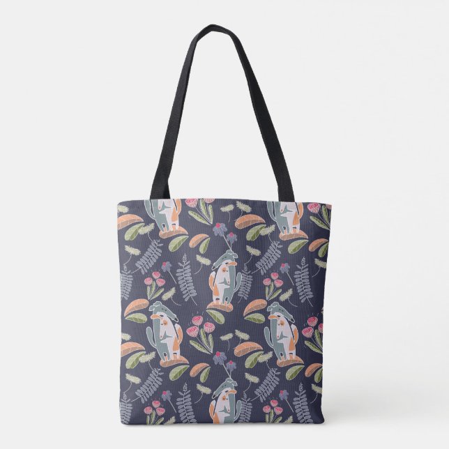 Bolso De Tela Marina floral Cute Podenco y Galgo (Reverso)