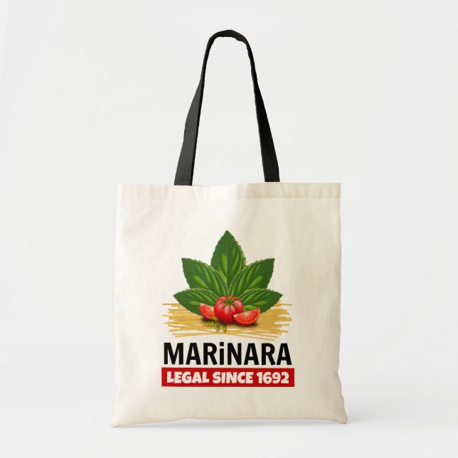 Bolso De Tela Marinara Legal Desde 1692 Basil Tomates Spaghetti (Frente)