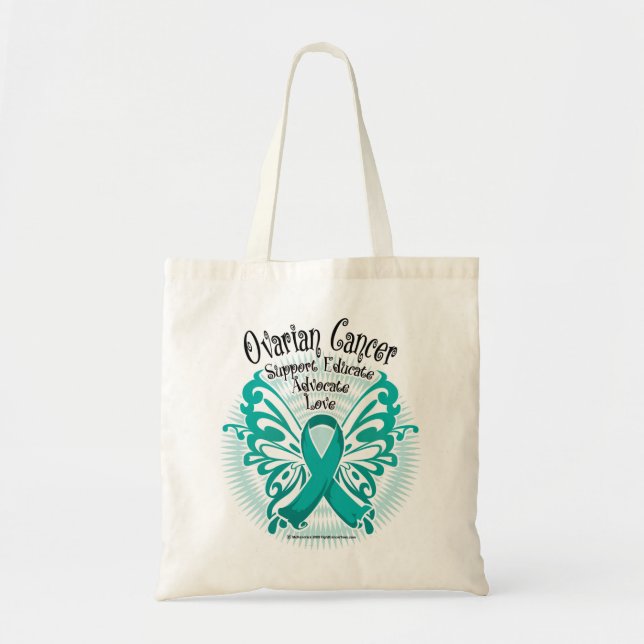 Bolso De Tela Mariposa 3 del cáncer ovárico (Frente)