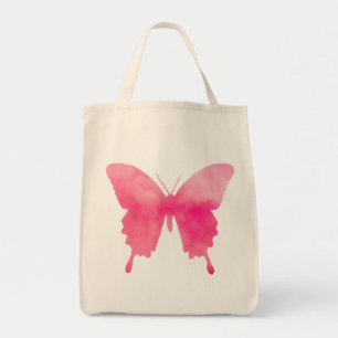 Bolso De Tela Mariposa acuarela - Fuchsia y rosa pastel