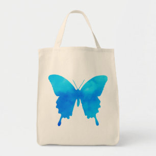 Bolso De Tela Mariposa acuarela - Tonos de azul cielo