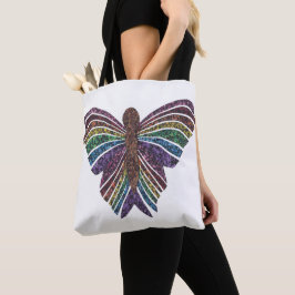 Bolso De Tela Mariposa arcoiris (blanca) - Tote