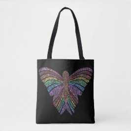 Bolso De Tela Mariposa arcoiris (negro) - Tote