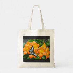 Bolso De Tela Mariposa azul con Rododendrón tropical
