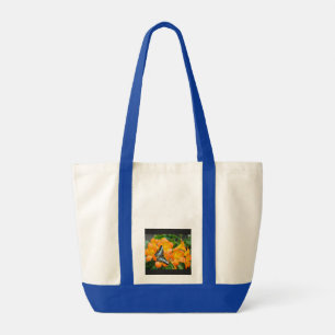 Bolso De Tela Mariposa azul con Rododendrón tropical