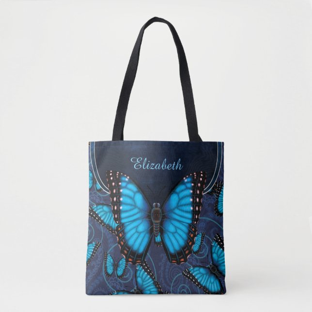 Bolso De Tela Mariposa azul de Morpho personalizada (Anverso)