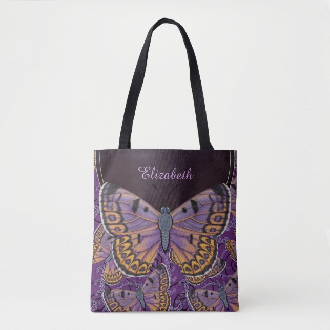 Bolso De Tela Mariposa azul de Morpho personalizada (Anverso)