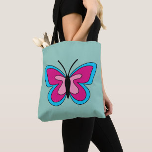 Bolso De Tela Mariposa azul magenta rosa