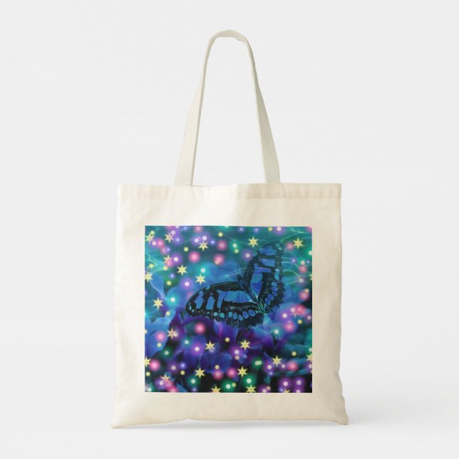 Bolso De Tela Mariposa azul mágica (Reverso)