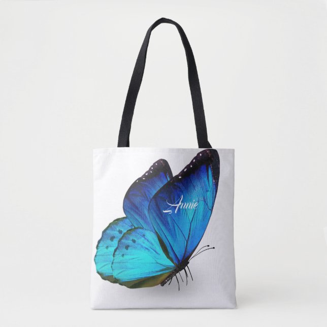 Bolso De Tela Mariposa azul personalizada (Anverso)