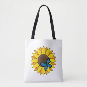 Bolso De Tela Mariposa azul y girasol