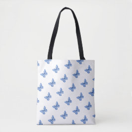 Bolso De Tela Mariposa blanca azul