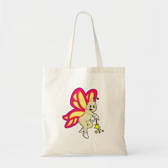 Bolso De Tela Mariposa como asistente con varita mágica (Frente)