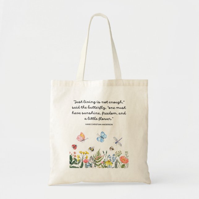 Bolso De Tela Mariposa Cute WildFlowers Hans Christian Anderson (Frente)