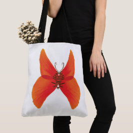 Bolso De Tela Mariposa de amapola roja naranja con su nombre