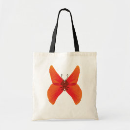 Bolso De Tela Mariposa de amapola roja naranja con su nombre