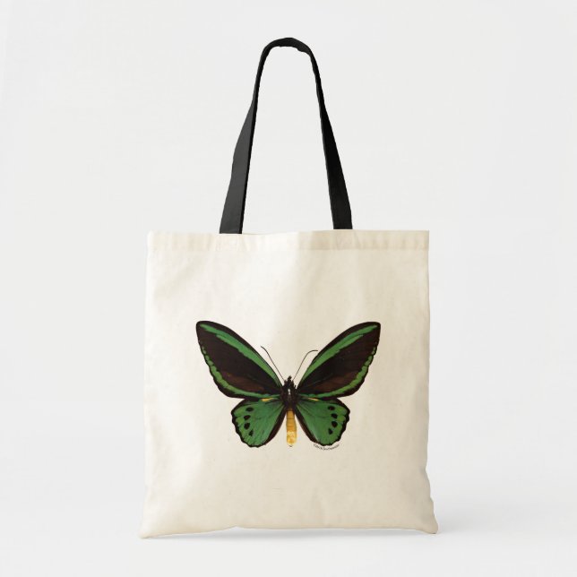 Bolso De Tela Mariposa de aves verdes (Frente)