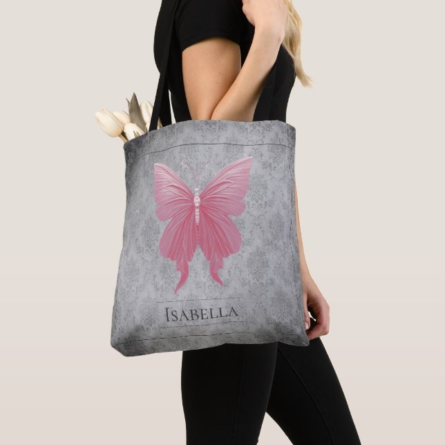 Bolso De Tela Mariposa de guijarro rosa (Detalle)