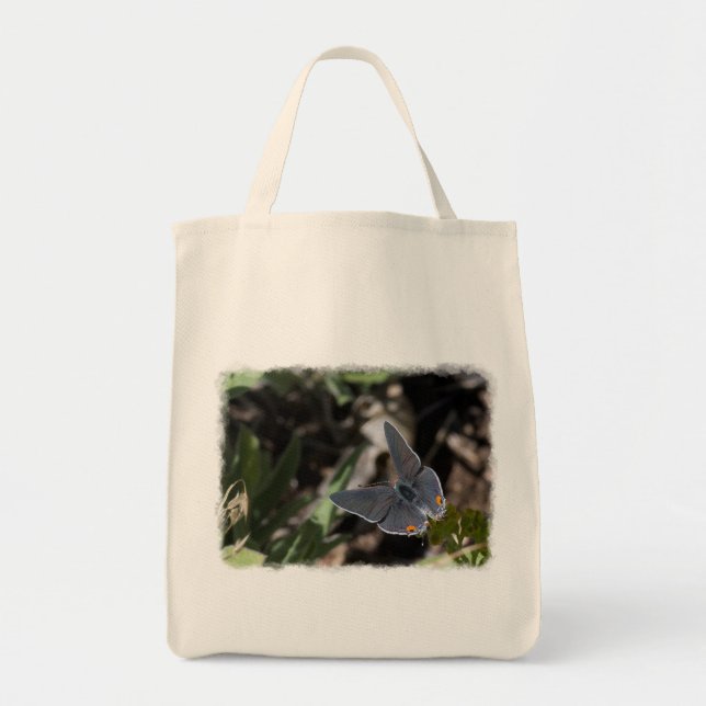 Bolso De Tela Mariposa de Hairstreak gris (Frente)