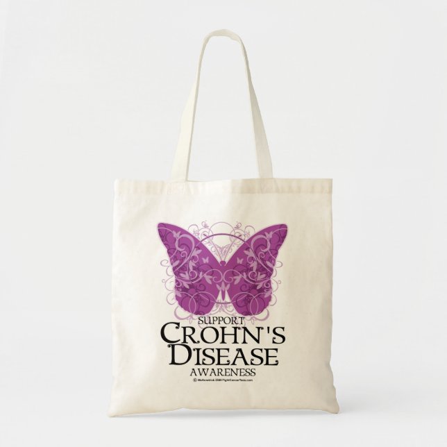Bolso De Tela Mariposa de la enfermedad de Crohn (Frente)
