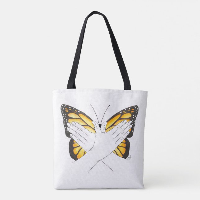 Bolso De Tela Mariposa de monarca en el ASL (Reverso)