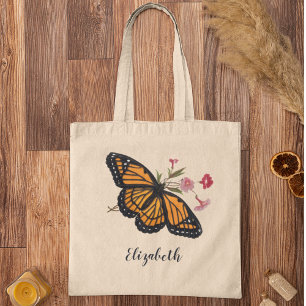 Bolso De Tela Mariposa De Monarca Vintage Con Nombre Cute Coloro