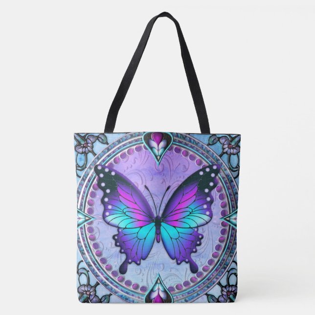 Bolso De Tela Mariposa de sublimación con fondo (Anverso)