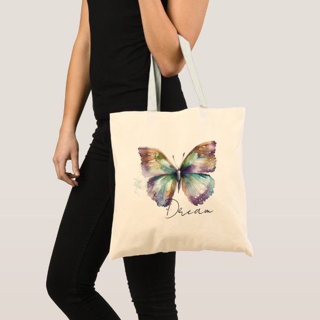 Bolso De Tela Mariposa de Sueño Azul Mint Aqua inspiradora (Anverso (producto))