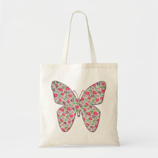 Bolso De Tela Mariposa de tela rosa 02 (Frente)