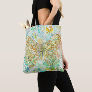 Bolso De Tela Mariposa dorada en floral