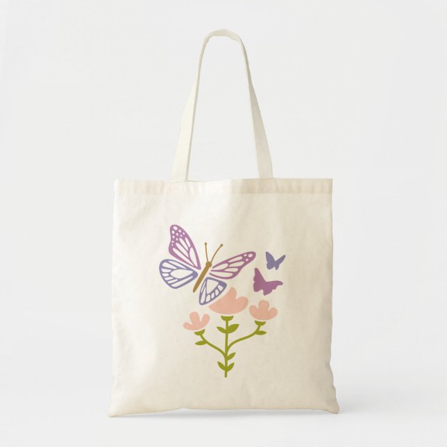 Bolso De Tela Mariposa en la flor (Frente)