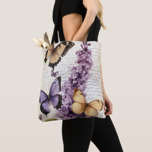 Bolso De Tela Mariposa Floral
