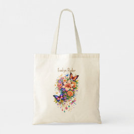 Bolso De Tela Mariposa Floral – Acento Dorado Elegante – (Person