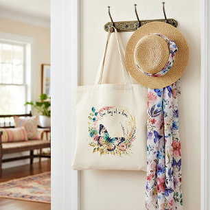 Bolso De Tela Mariposa floral acuarela personalizada