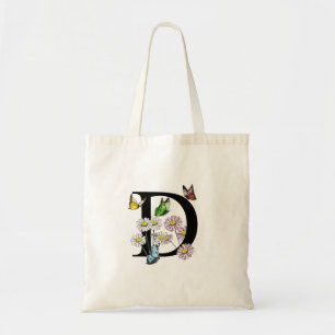 Bolso De Tela Mariposa Floral Letra D Monograma