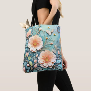 Bolso De Tela Mariposa floral Pastel Arte