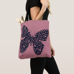 Bolso De Tela Mariposa floral rosa y violeta
