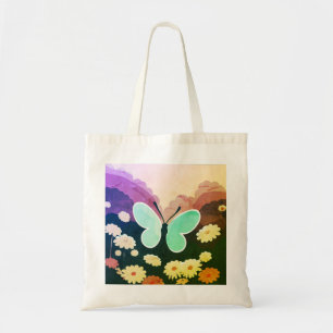 Bolso De Tela Mariposa, flores hermosas