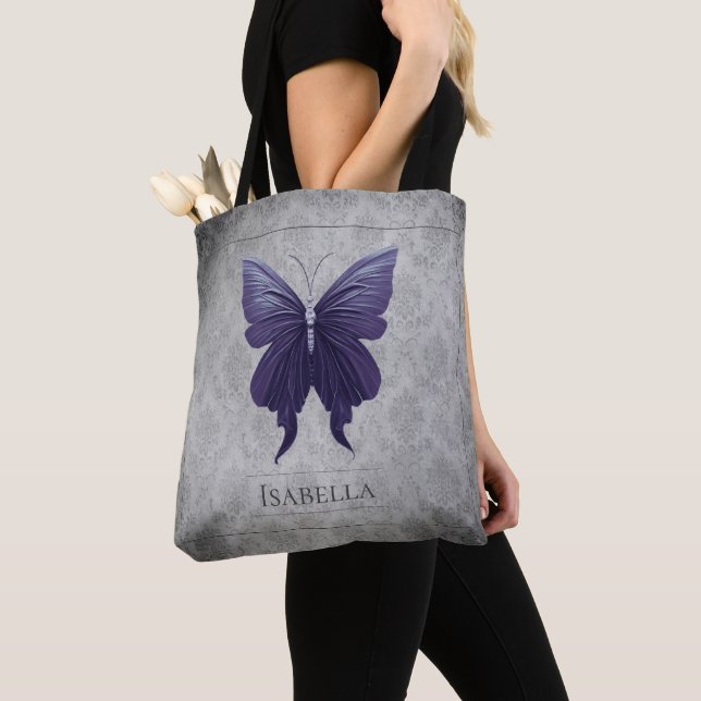 Bolso De Tela Mariposa gaseada morada (Detalle)