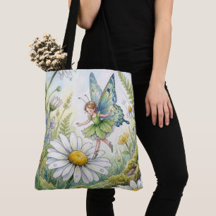 Bolso De Tela Mariposa Hada En un Jardín de Margaritas
