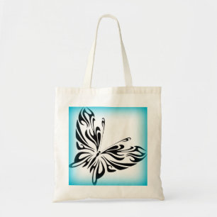 Bolso De Tela Mariposa lujosa negra con borde azul brillante