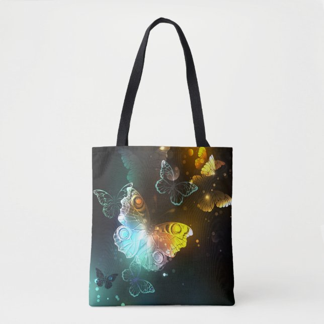 Bolso De Tela Mariposa luminosa y mariposas nocturnas (Anverso)